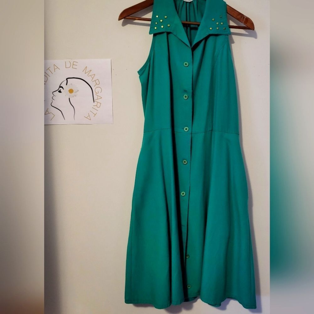 Vintage dress green with pockets